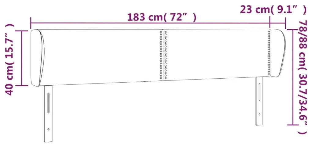 Tablie de pat cu aripioare gri inchis 183x23x78 88 cm catifea 1, Morke gra, 183 x 23 x 78 88 cm