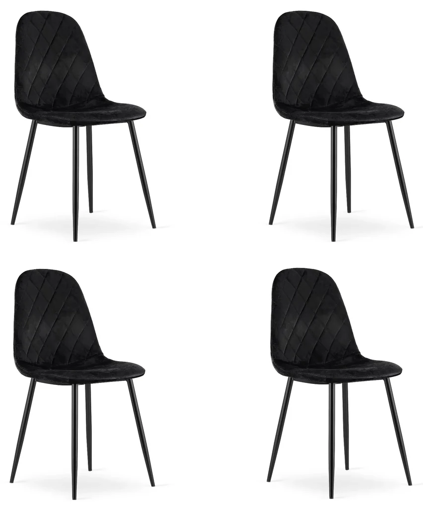 Set 4 Scaune Bucatarie/Dining Askora Catifea Negru