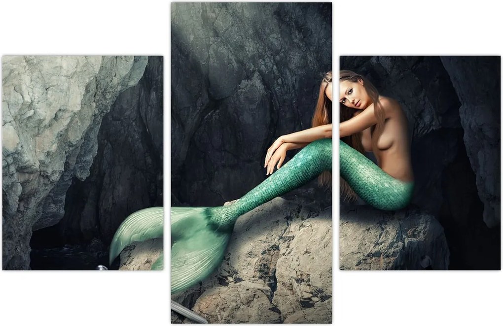 Tablou - Sirena pe stâncă (90x60 cm)