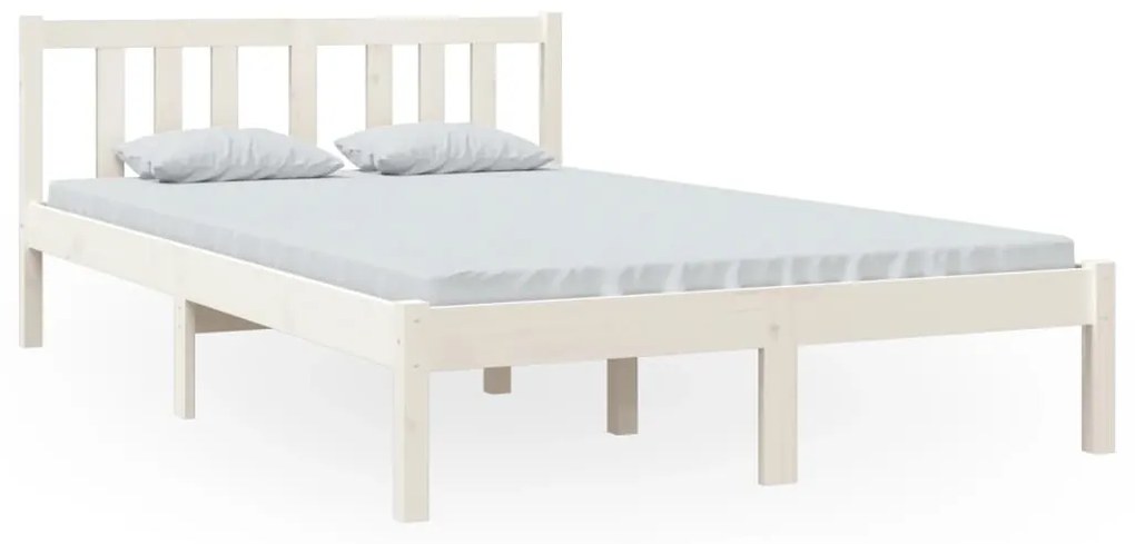 814880 vidaXL Cadru de pat, alb, 120x200 cm, lemn masiv de pin