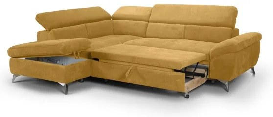Canapea colțar extensibilă SALERNO, formă L, stânga, galbenă