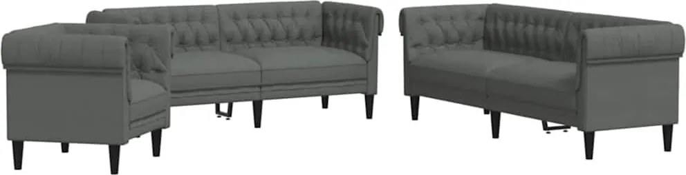 vidaXL Canapea pentru living 3 pcs Gri închis țesătură