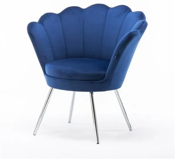 Fotoliu FREY Bleumarin din Catifea cu Picioare Chrom