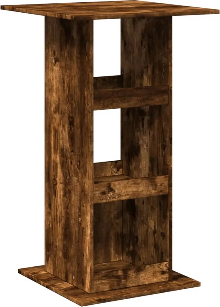 vidaXL Masă bar cu depozitare, stejar fumuriu, 60x60x102 cm, lemn
