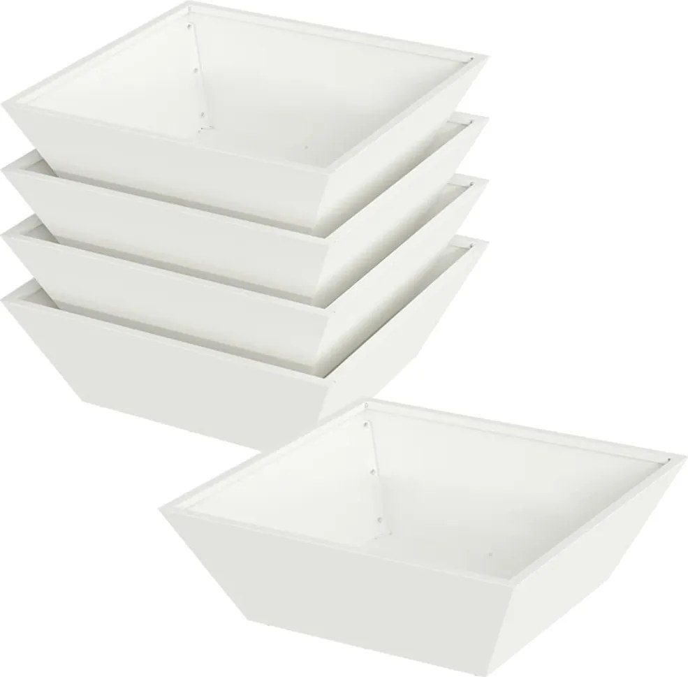 vidaXL Vază pentru Grădină 5 pcs Alb 50 x 50 x 15 cm