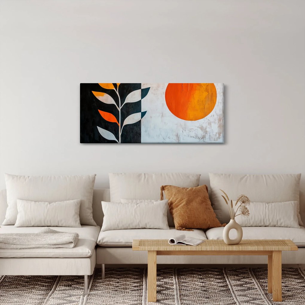 Tablou - Abstracție cu plantă și soare (120x50 cm)