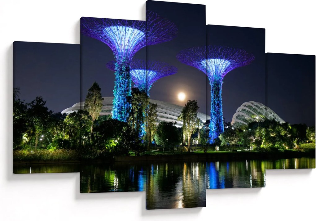 Tablou cu lună plină în grădinile din Singapur (150x105 cm)