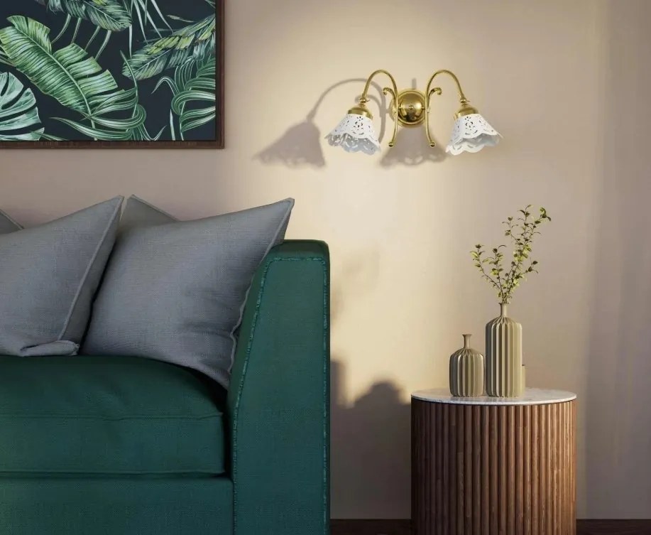 Aplica de perete din alama si abajur ceramic Zefira