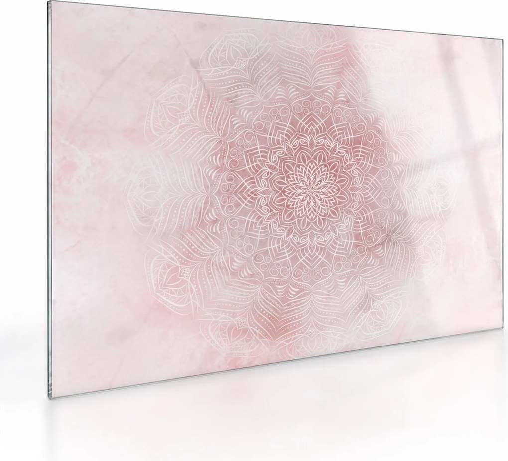 Tablou pe sticlă - Mandala roz (70x50 cm)