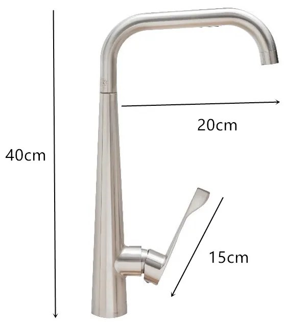Baterie bucatarie, TRENDY S, lebada pipa inalta mobila inox satinat
