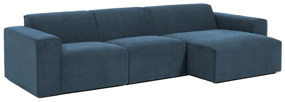 Colțar albastru cu tapițerie din catifea reiată (cu colț pe partea dreaptă) Sting – Scandic