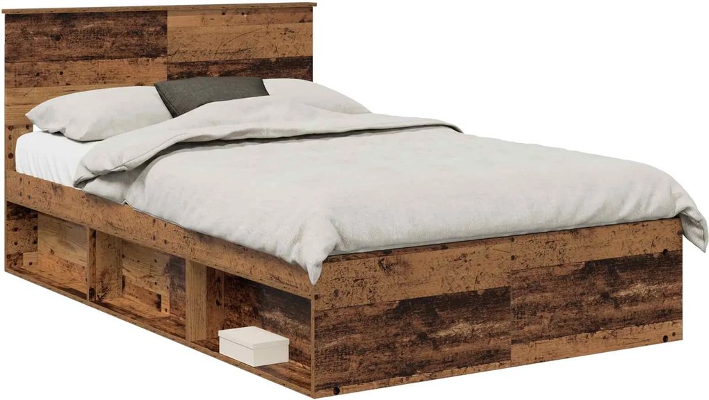 vidaXL Cadru de pat cu headboard Lemn vechi 120 x 200 cm Lemn compozit