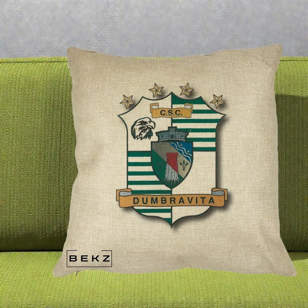 Perna Personalizata CSC Dumbravita Fotbal, 40x40 cm, Crem, Husa Detasabila, Perna Inclusa, BEKZ®
