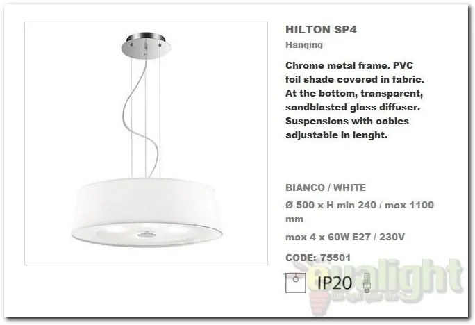 Lustra,Pendul inaltime reglabila, diam.50cm HILTON SP4 ROUND