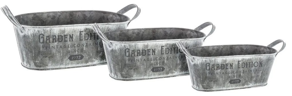 Set ghivece flori metalice, 3 dimensiuni, set