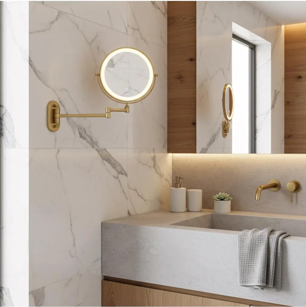 Oglinda LED Glow auriu periat