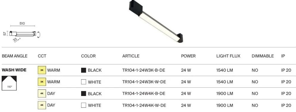 Accesoriu, Spot LED pentru sinele monofazate Unity, Basis Rot alb 3000K 24W