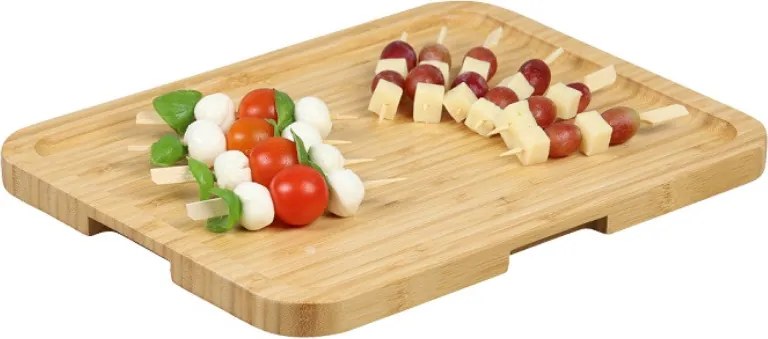 Platou pentru servit cu capac Kesper 58630, 29 x 37 cm, maner, bambus, natural