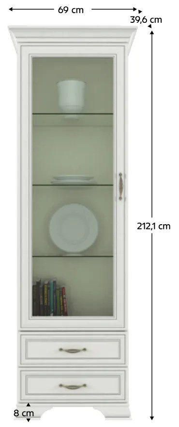 Vitrină 1W2S, woodline crem, TIFFY 04