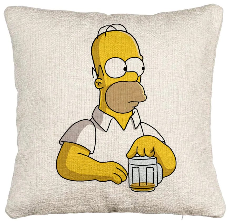 Perna Decorativa Canapea, Model Simpsons Homer, 40x40 cm, Cu fermoar