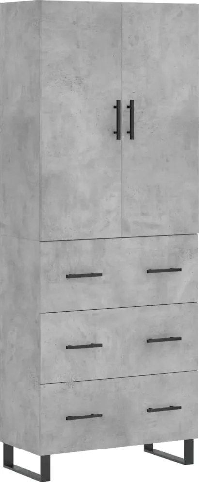 vidaXL Dulap înalt, gri beton, 69,5x34x180, lemn compozit