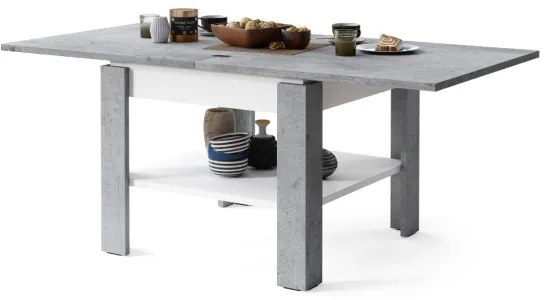 Măsuță de cafea pliabilă cu raft LIA gri/alb