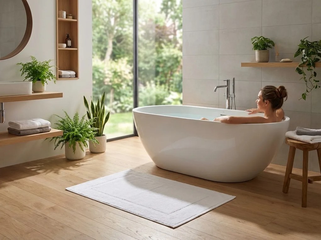 Covoras de baie pentru Hoteluri Culoare Alb, Deluxe 50 x 70 cm