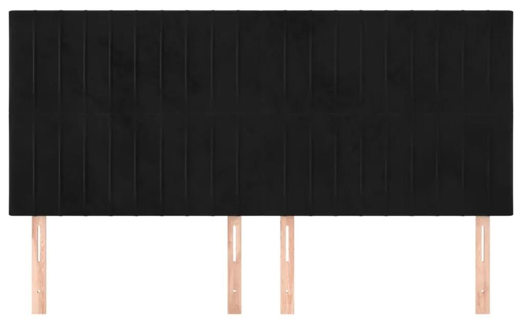Tablii de pat, 4 buc, negru, 90x5x78 88 cm, catifea 4, Negru, 180 x 5 x 118 128 cm