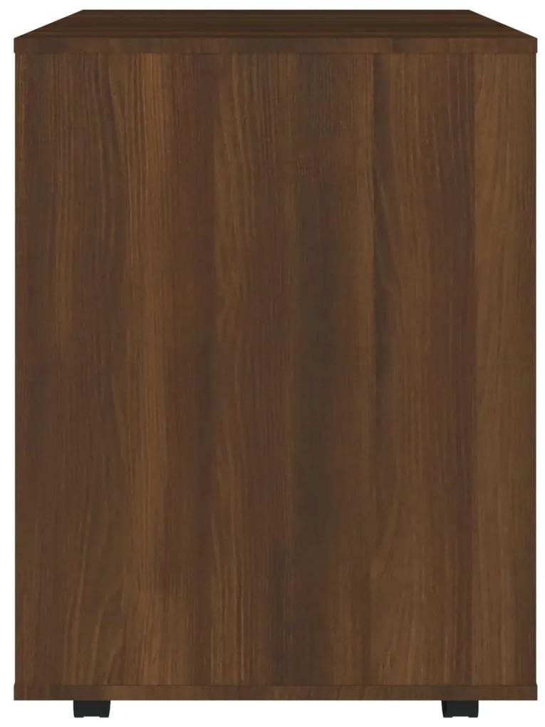 Dulap cu roti, stejar maro, 60x53x72 cm, lemn prelucrat 1, Stejar brun