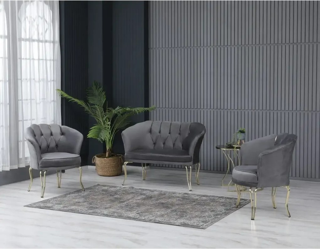 Set canapea Viena 2+1+1Homs textil gri-auriu,30703