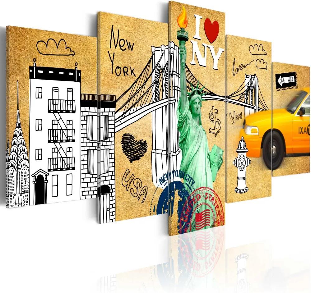 Tablou Bimago - I love New Jork City 100x50 cm