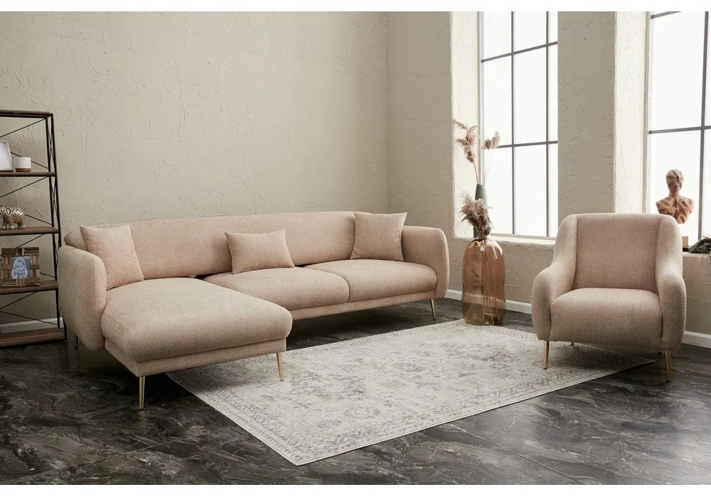 Colțar bej (cu colț pe partea stângă/cu șezlong) Simena – Balcab Home