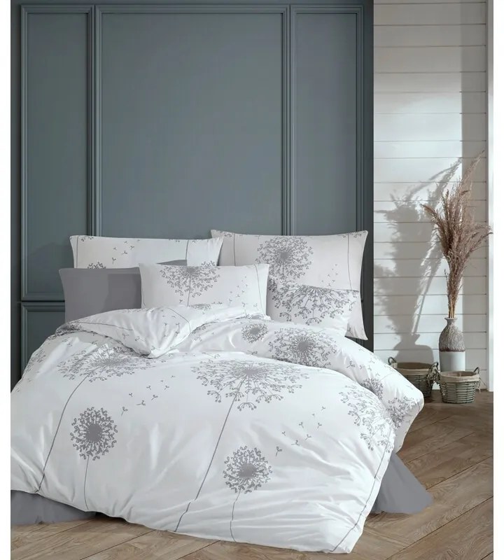 BedTex Lenjerie de pat din bumbac Pampeliška gri,220 x 200 cm, 2 bucăți 70 x 90 cm