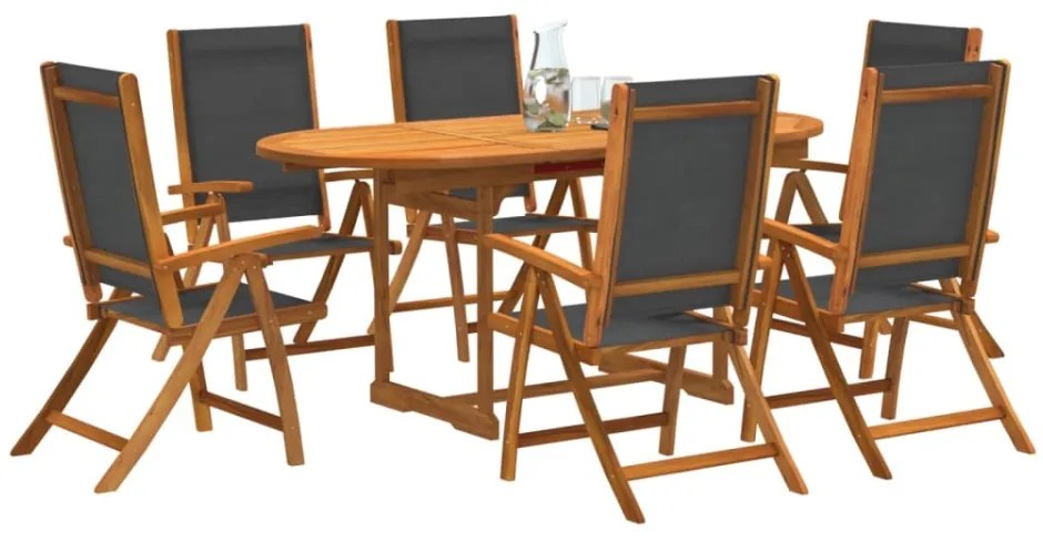 Set mobilier de grădină, 7 piese, lemn masiv acacia/textilenă