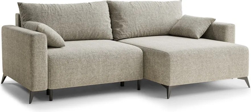 Colțar bej extensibil/cu spațiu de depozitare cu tapițerie din chenille (cu colț pe partea dreaptă/cu șezlong) Leon – Maison de Rêve