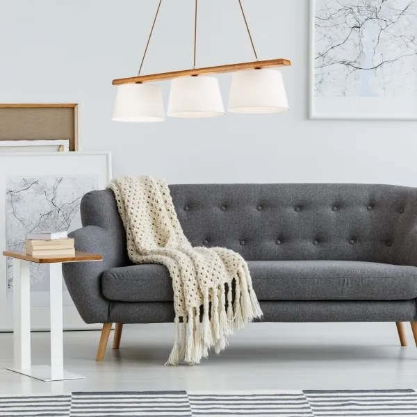 Pendul pe cablu AIDA 3xE27/60W/230V, Ø 25 cm, stejar