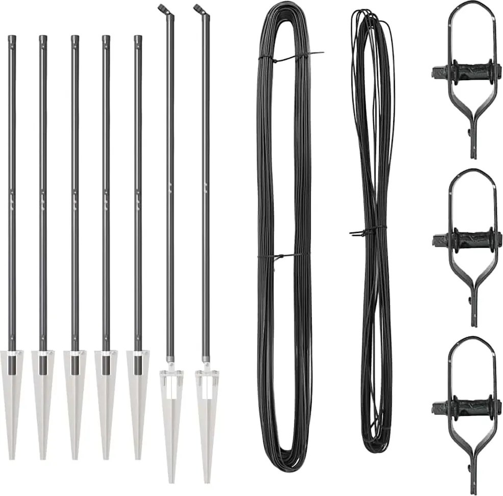 vidaXL Stâlp de gard. 7 pcs Gri Oțel