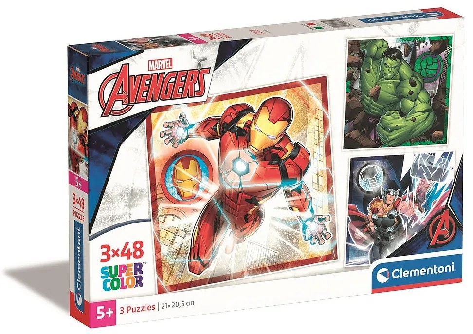 Avengers Superheroes Puzzle Clementoni de 3x48 piese
