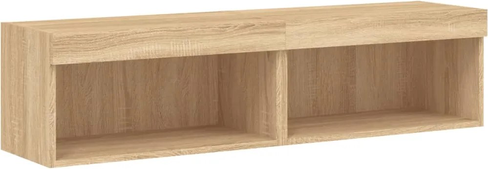 vidaXL Comode TV cu lumini LED, 2 buc., stejar sonoma, 60x30x30 cm