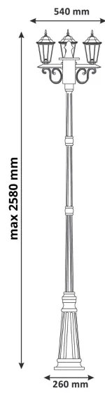 Lampă de exterior 3xE27/20W/230V IP43 2,58 m patină