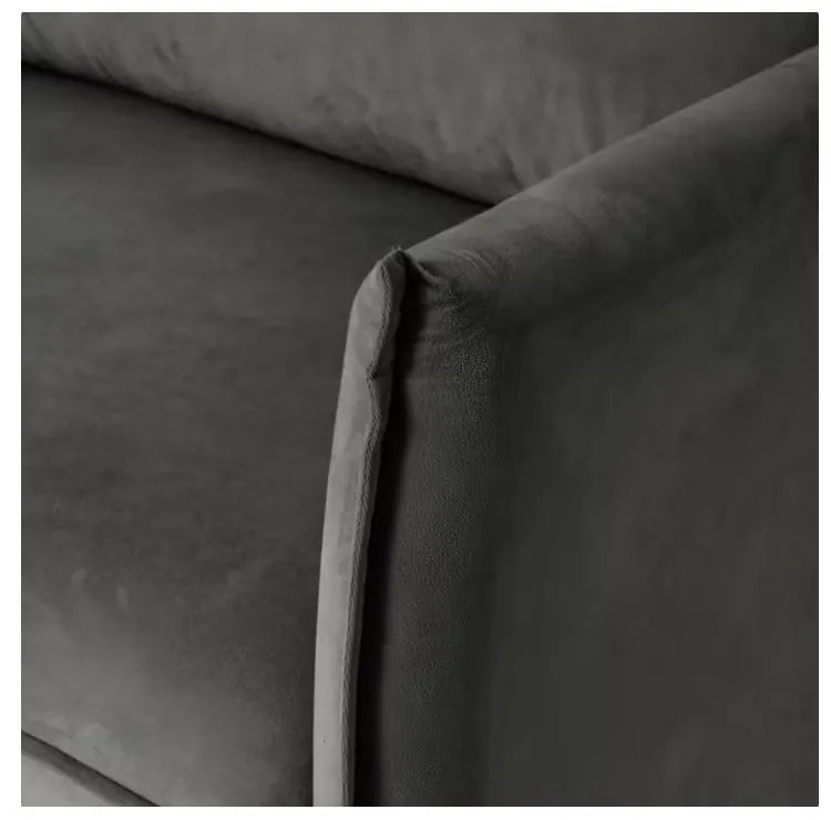 Canapea gri închis cu tapițerie din catifea 203 cm Juli – Ropez