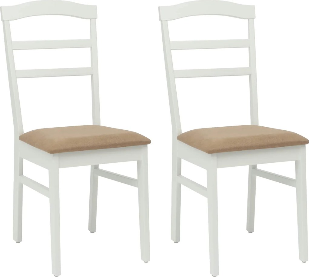 vidaXL Scaun de sufragerie 2 pcs Alb și maro Lemn Solid de Cauciuc