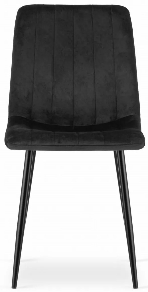 Scaun de catifea negru LAVA cu picioare negre