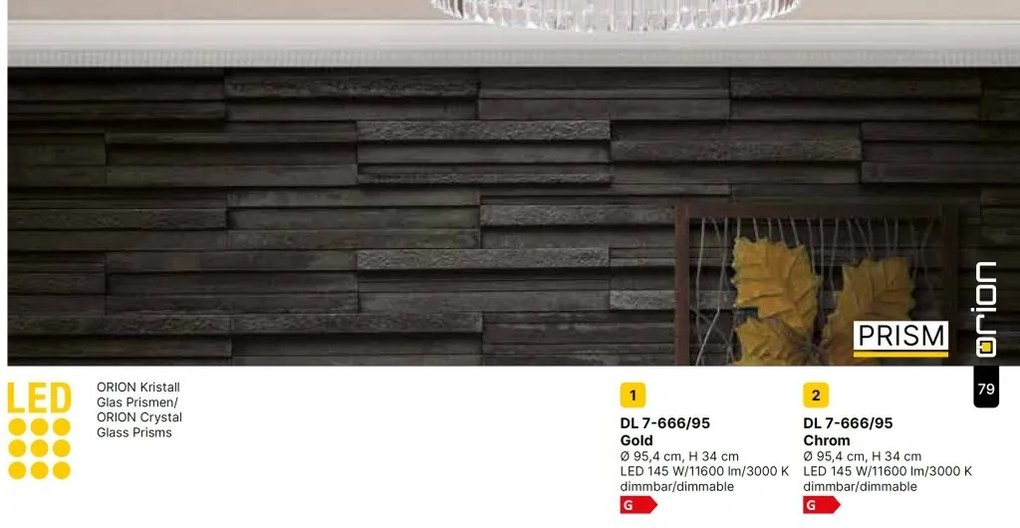Lustra LED aplicata cristal design elegant lux PRISM D-95cm crom