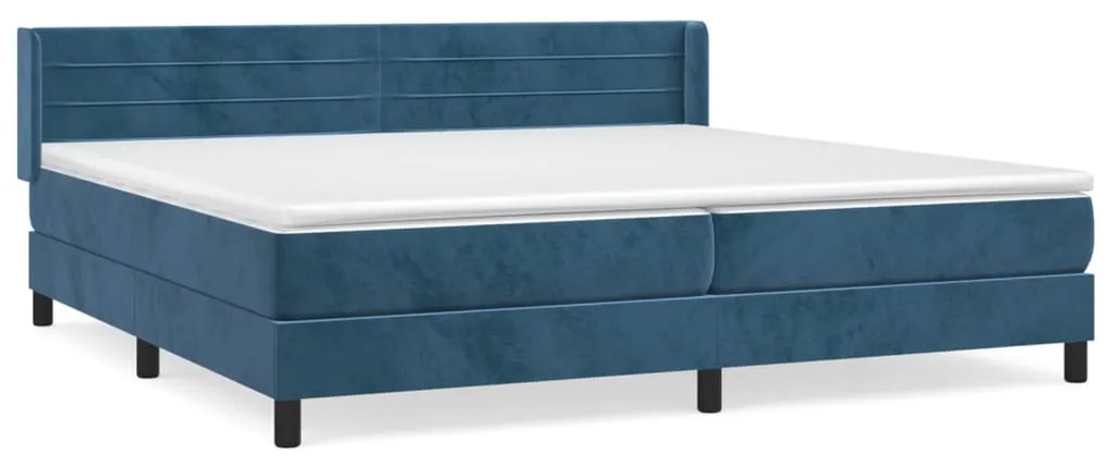 3131043 vidaXL Pat box spring cu saltea, albastru închis, 200x200 cm, catifea