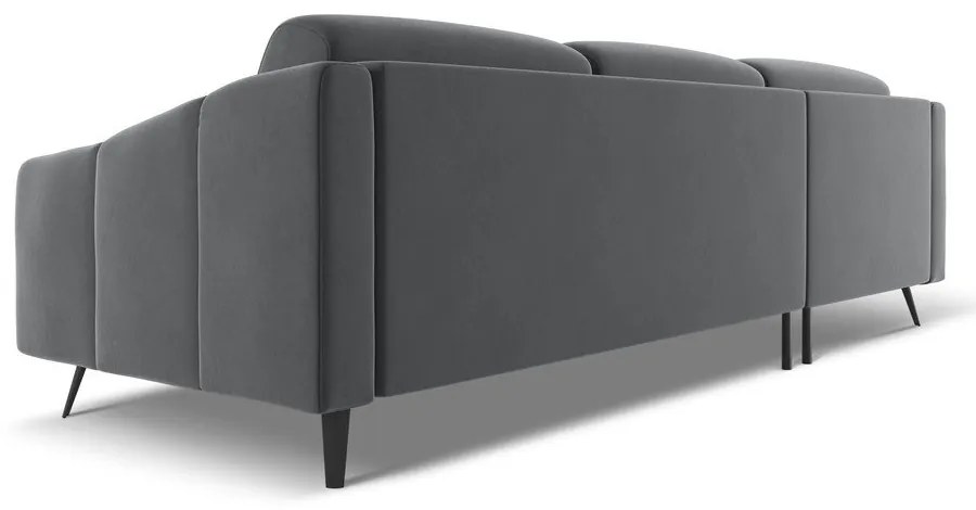 Colțar gri cu tapițerie din catifea (cu colț pe partea stângă) Nalu – Makamii