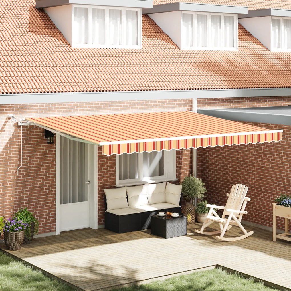 vidaXL Marchiză retractabilă automată cu LED galben și portocalie 450x300 cm