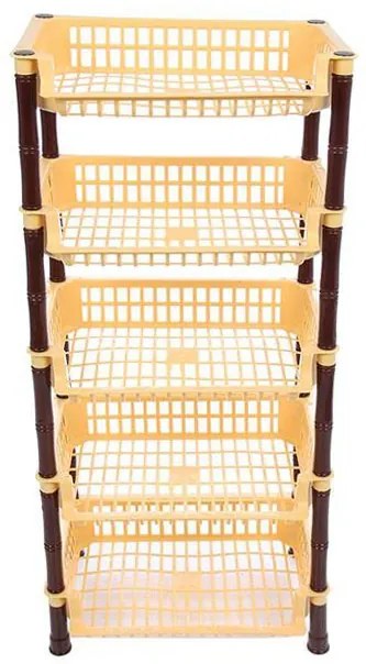 Etajera Uz Casnic cu 5 rafturi, Plastic, 40x29x91 cm Maro