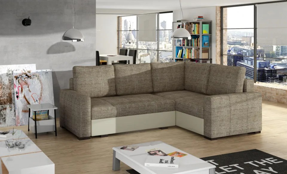 Coltar extensibil cu spatiu pentru depozitare, 235x162x90 cm, Corona R01, Eltap (Culoare: Albastru inchis / Gri catifea)