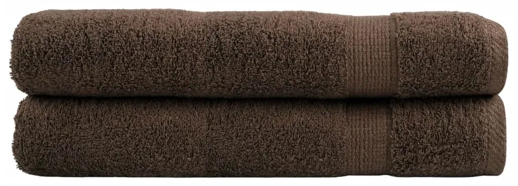 vidaXL Prosoape premium SOLUND 2 buc maro 100x200cm 600gsm